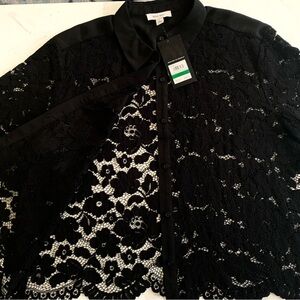 Nine west, women's top black , size Large, breathable mesh